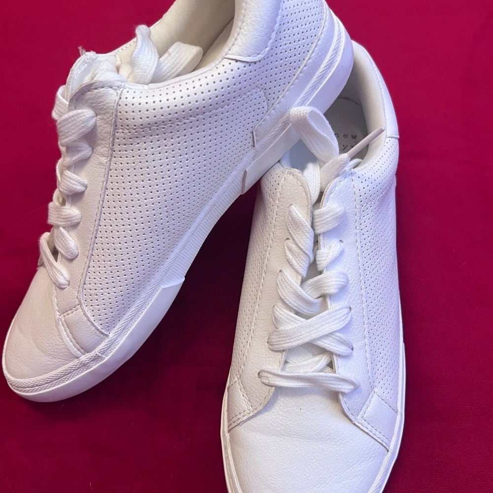 a new day White Perforated Low-Top Sneakers